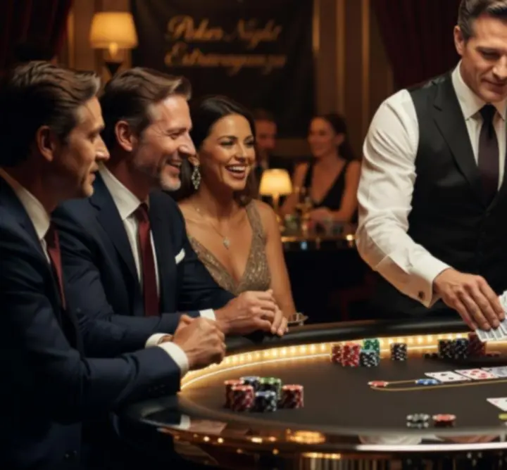 Profesjonalny krupier prowadzący wieczór pokerowy FOB JAKUB OSIŃSKI
