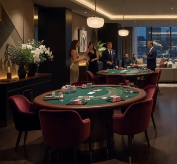 Elegancka przestrzeń eventowa przygotowana na wieczór kasynowo-pokerowy